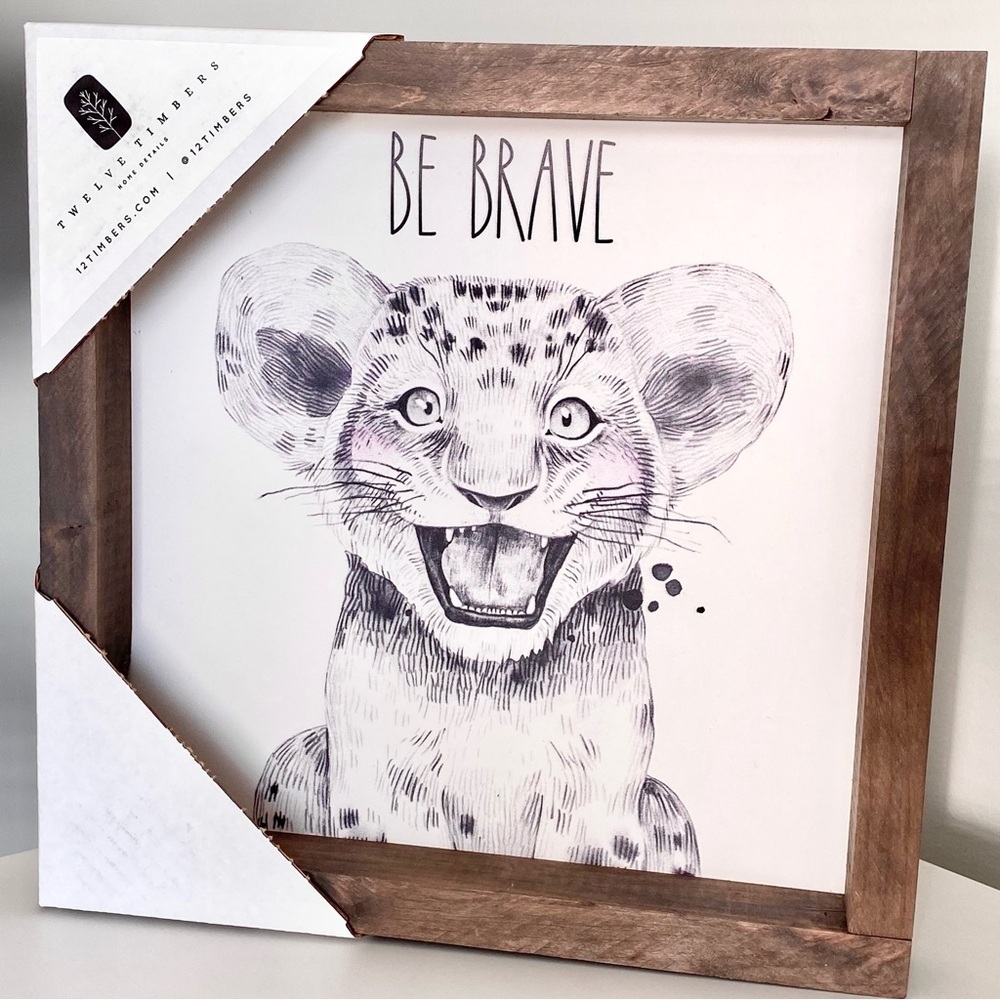 Be Brave Baby Animal Nursery Art Wood Frame - Picture 2 of 6